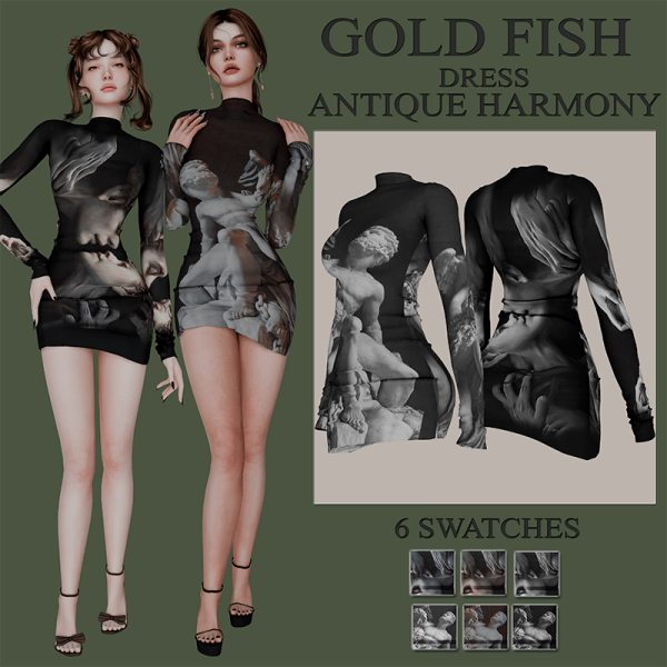 Alpha GolsFish dress Antique Harmony by simsfinds - The Sims 4 Custom Content