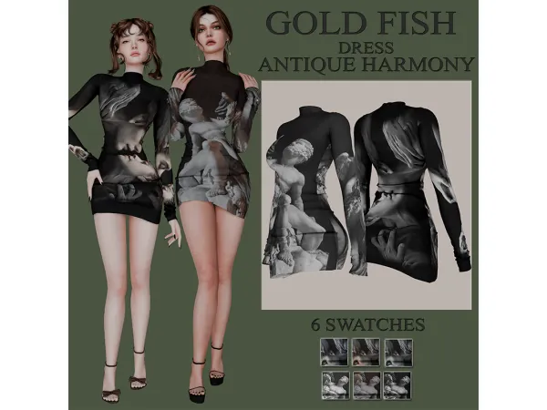 Alpha GolsFish dress Antique Harmony - The Sims 4 Custom Content