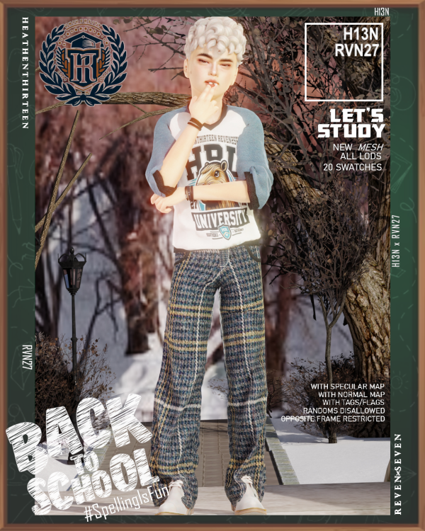 Alpha Child's Classic Loose Baggy Fit Pants Winter School Uniform (Male) by simsfinds - The Sims 4 Custom Content