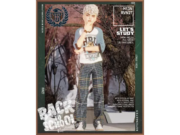 Alpha Child's Classic Loose Baggy Fit Pants Winter School Uniform (Male) by rvn2seven - The Sims 4 Custom Content