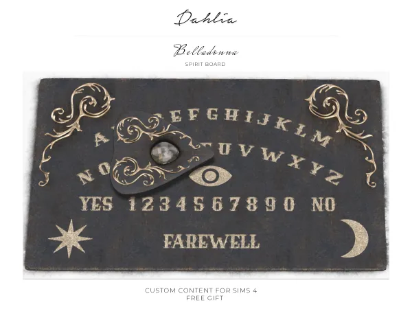 Alpha dahlia belladonna spirit board (gift) by bergdorfsims - The Sims 4 Custom Content