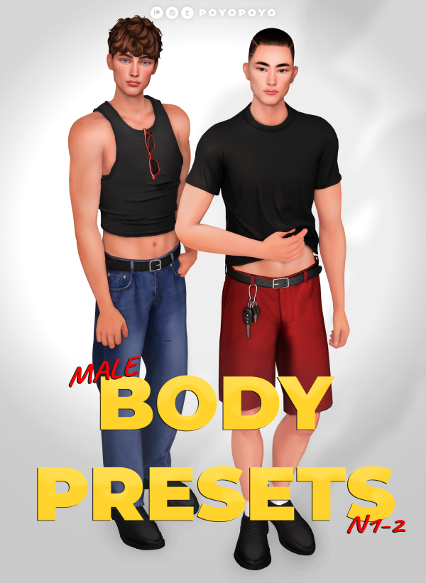 Mix MALE BODY PRESETS N1 2 by simsfinds - The Sims 4 Custom Content