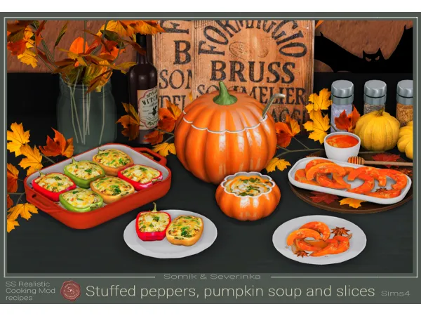 Alpha Stuffed peppers Pumpkin soup and Baked pumpkin slices by Somik_Severinka - The Sims 4 Custom Content