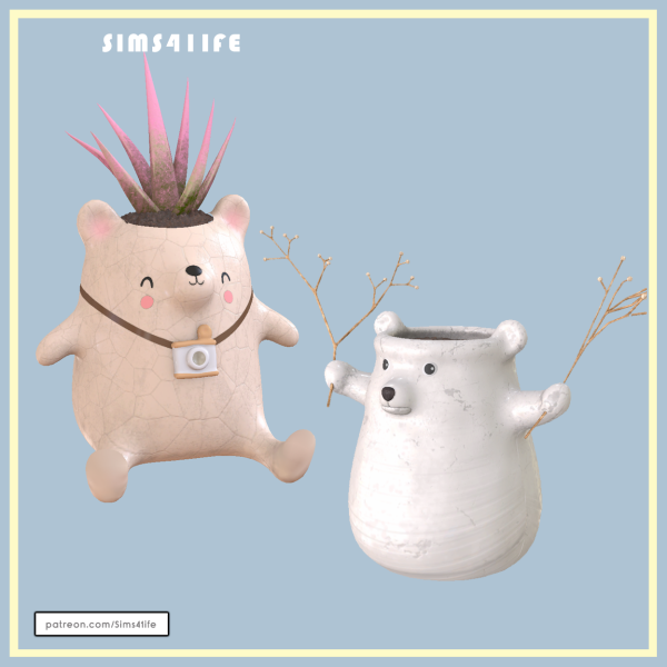 Mix sims41ife bear planter by simsfinds - The Sims 4 Custom Content