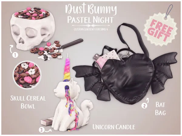 Alpha dust bunny pastel night (gift) - The Sims 4 Custom Content