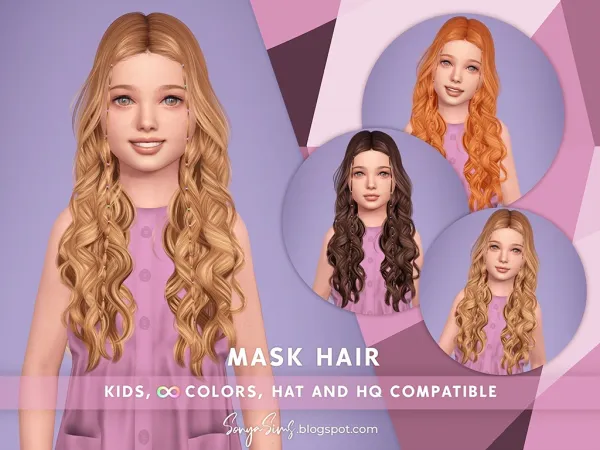Alpha SONYASIMS MASK HAIR KIDS by simsfinds - The Sims 4 Custom Content