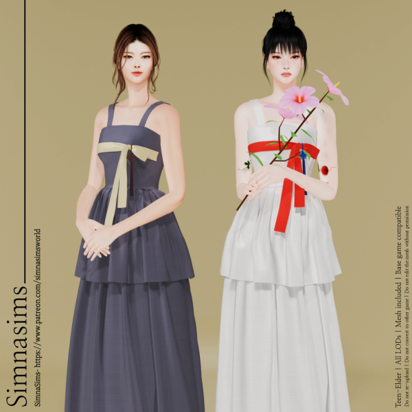 Mix [simna] Seol hanbok dress by simsfinds - The Sims 4 Custom Content