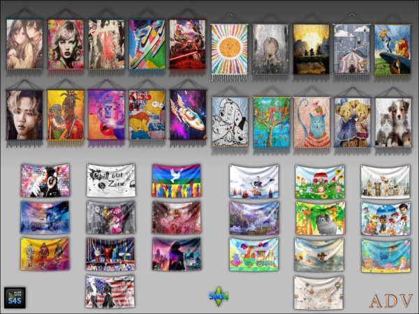 Mix Wall deco for teen and kids room by artedellavita_mabra - The Sims 4 Custom Content