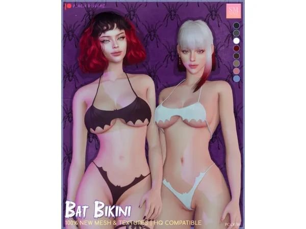 Alpha PEACH [ Halloween ] Bat Bikini - The Sims 4 Custom Content