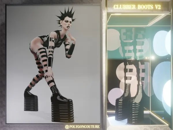 Alpha Clubber Boots V2 by polygoncouture - The Sims 4 Custom Content