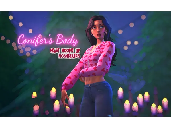 Maxis Match Conifer's Body Heart Hoodie by Mosneakers - The Sims 4 Custom Content
