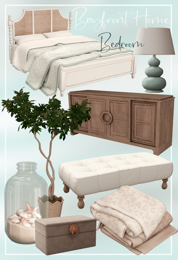 Alpha Bayfront home bedroom by simsfinds - The Sims 4 Custom Content