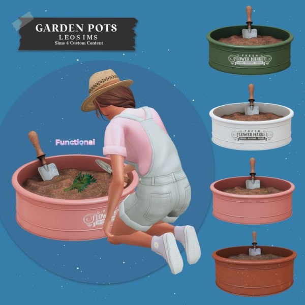 Mix Functional Garden Pots by leosims4cc - The Sims 4 Custom Content