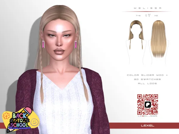 Alpha Melissa hairstyle by lexel - The Sims 4 Custom Content