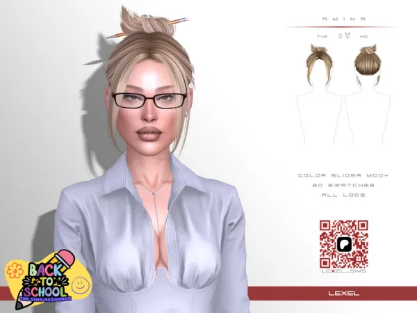 Alpha Amina hairstyle pencil accessory by lexel - The Sims 4 Custom Content