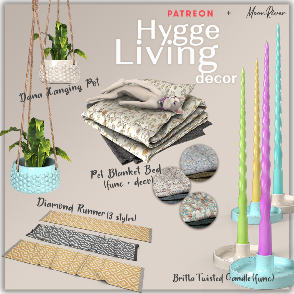 Alpha Hygge Living Decor set by simsfinds - The Sims 4 Custom Content