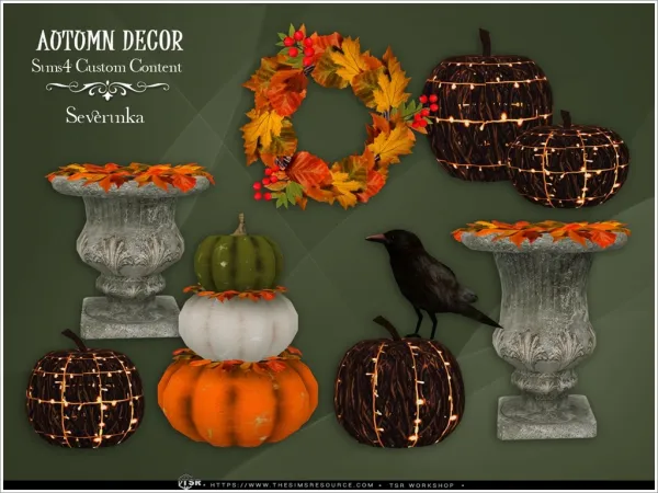 Alpha Autumn decor 2024 by simsfinds - The Sims 4 Custom Content
