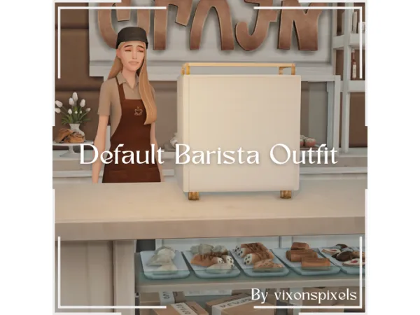 Maxis Match Default Barista Outfit by vixonspixels - The Sims 4 Custom Content