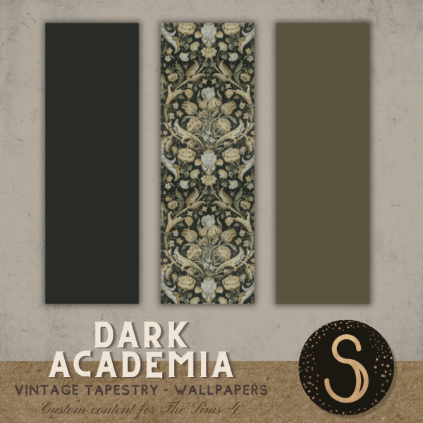 Mix Dark Academia 2024 Vintage tapestry Wallpapers by simsfinds - The Sims 4 Custom Content