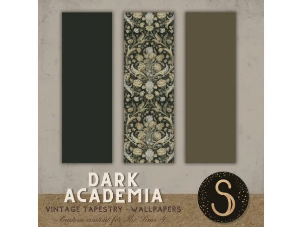 Mix Dark Academia 2024 Vintage tapestry Wallpapers by Sims4Luxury - The Sims 4 Custom Content