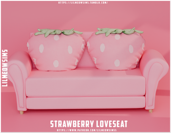 Mix Strawberry Loveseat by liilmeowsims - The Sims 4 Custom Content