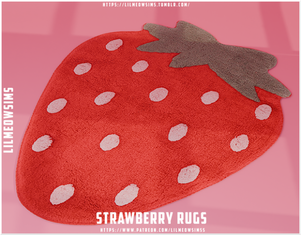 Alpha Strawberry Rugs by liilmeowsims - The Sims 4 Custom Content