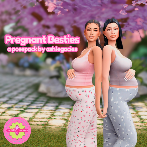 Mix Pregnant Besties Posepack by ashlegacies - The Sims 4 Custom Content