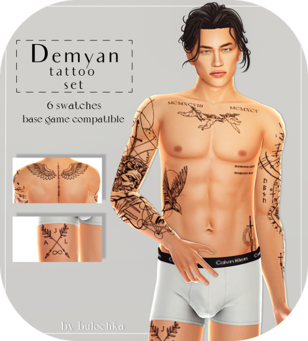 Mix Demyan Tattoo set by simsfinds - The Sims 4 Custom Content