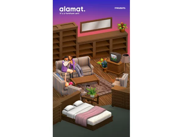 Maxis Match alamat furniture set by marso - The Sims 4 Custom Content