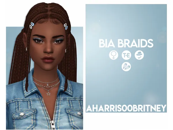 Maxis Match Bia Braids by aharris00britney - The Sims 4 Custom Content