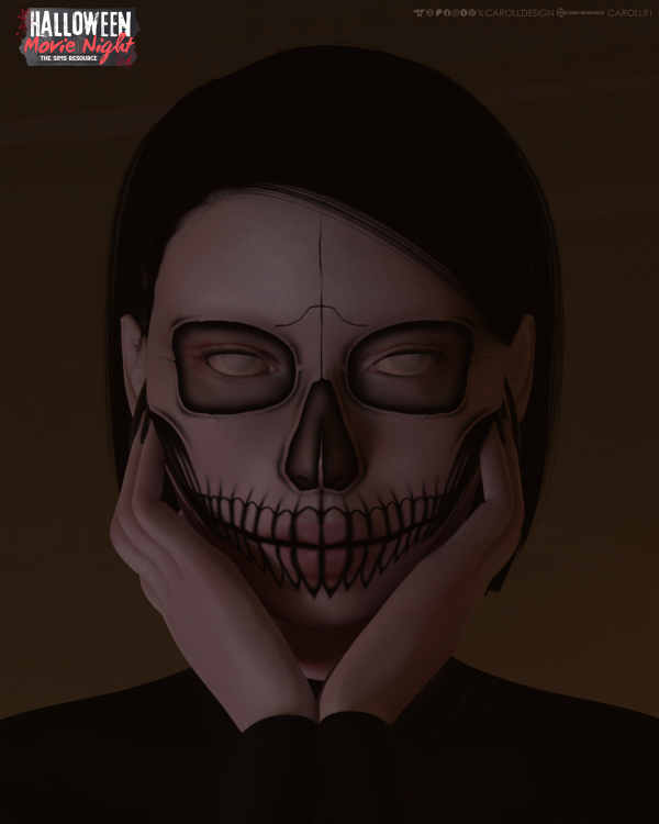 Mix Halloween Movie Night Skull Set by simsfinds - The Sims 4 Custom Content