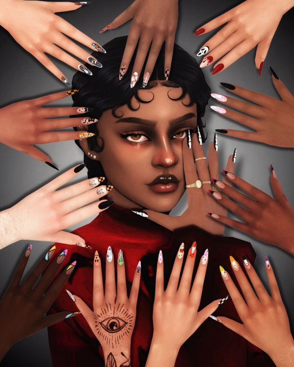 Mix Spooky Nails 2 by simsfinds - The Sims 4 Custom Content