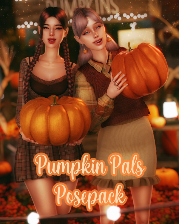 Mix PUMPKIN PALS POSEPACK by simsfinds - The Sims 4 Custom Content