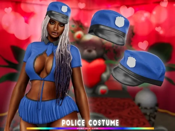 Mix Police Costume Hat brsims by bluerose-sims - The Sims 4 Custom Content