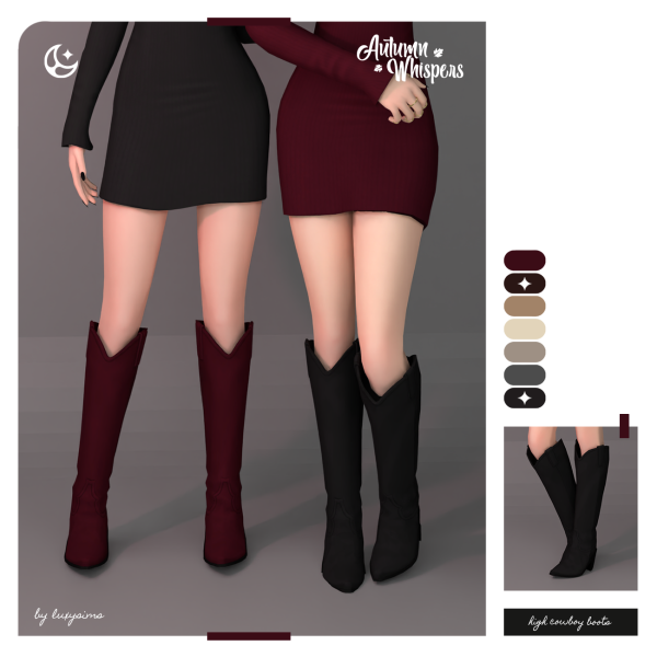 Maxis Match High Cowboy Boots Autumn Whispers Collection by luxysims - The Sims 4 Custom Content