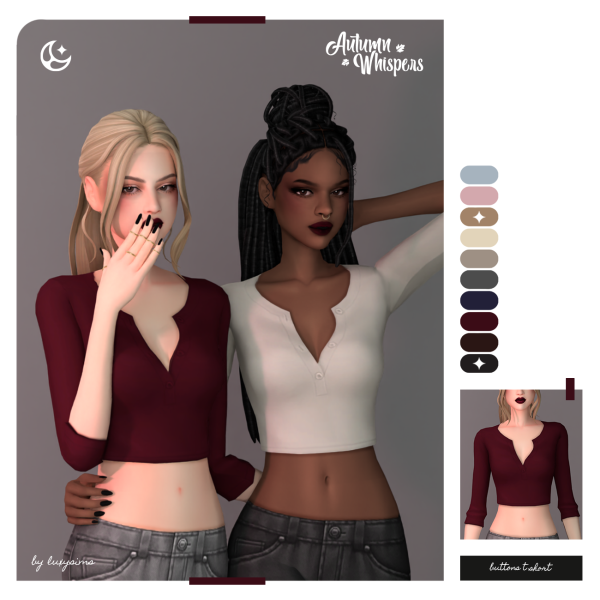 Maxis Match Buttons T Shirt Autumn Whispers Collection by luxysims - The Sims 4 Custom Content