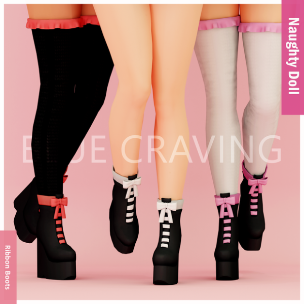 Mix Blue Craving Ribbon Boots by bluecraving - The Sims 4 Custom Content