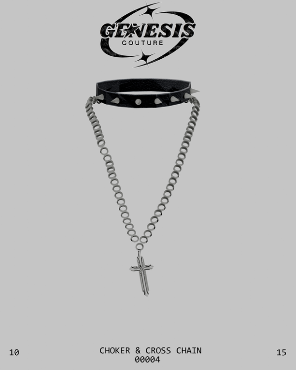 Alpha Choker Cross Chain by simsfinds - The Sims 4 Custom Content