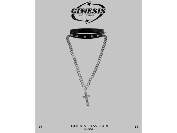 Alpha Choker Cross Chain by GenesisCouture - The Sims 4 Custom Content
