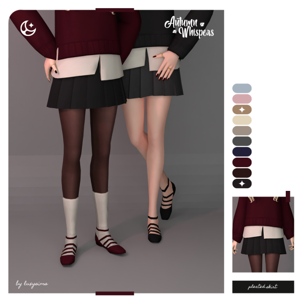 Maxis Match Pleated Skirt Autumn Whispers Collection by luxysims - The Sims 4 Custom Content