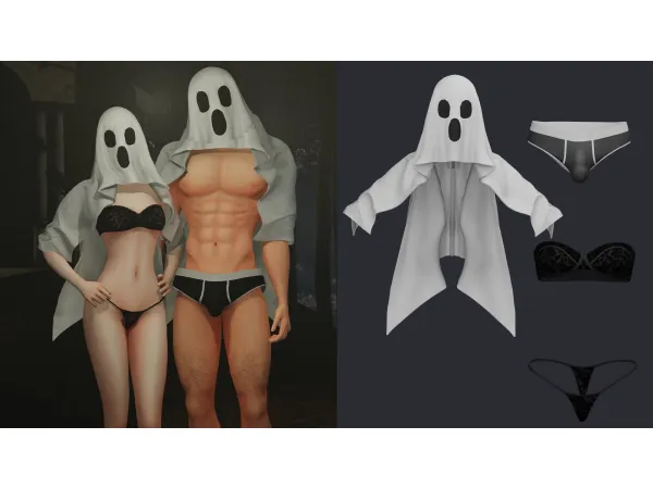 Alpha Halloween Sexy Ghosts Costume by modcollective - The Sims 4 Custom Content