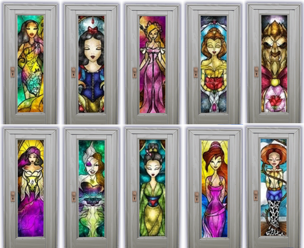 Mix Stained Glass Disney Door by simsfinds - The Sims 4 Custom Content