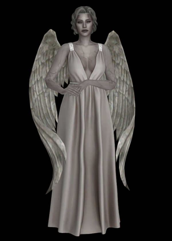 Mix Cemetery Angel lunanelfeah's stone angel wings recolored and resized by simsfinds - The Sims 4 Custom Content