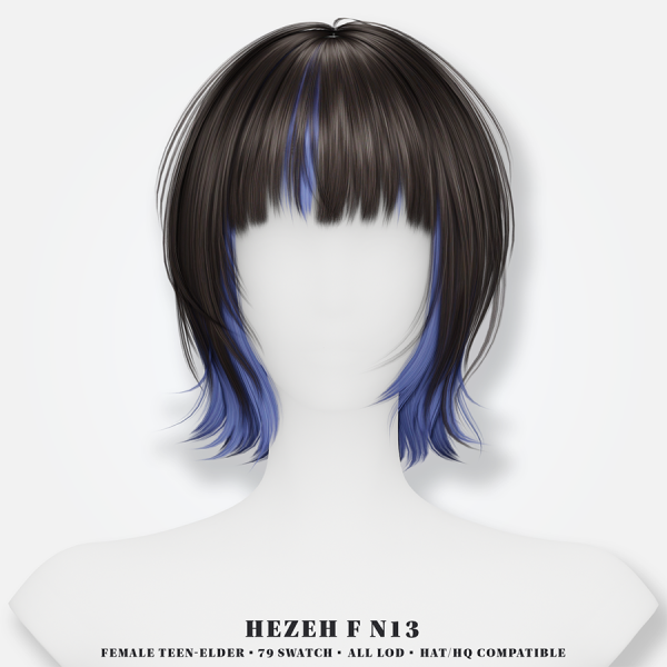 Alpha [Hezeh]FHair_No13_2nd Anniversary Gift2 by hezeh - The Sims 4 Custom Content