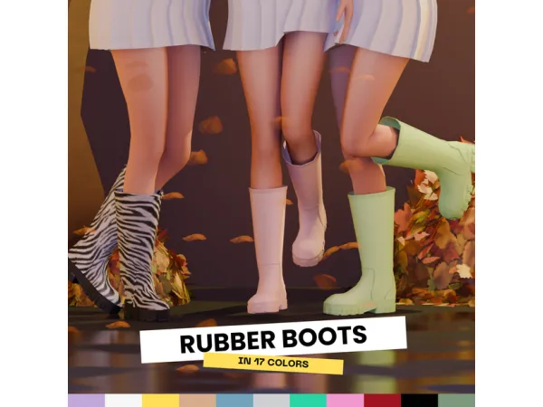 Maxis Match Stylish Rubber Boots in a 17 color set by MiliNiki - The Sims 4 Custom Content