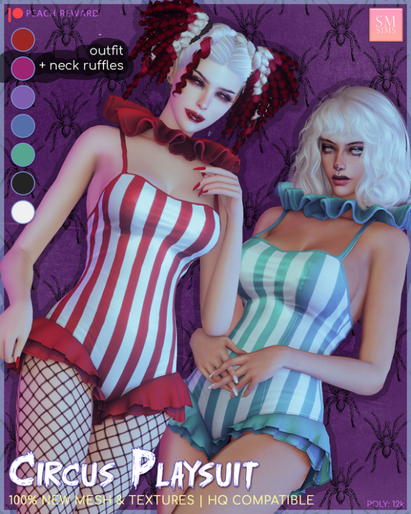Alpha [ Halloween ] Circus Playsuit by simsfinds - The Sims 4 Custom Content