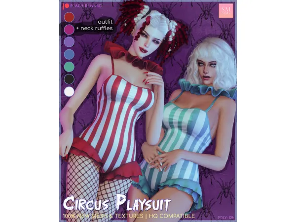Alpha [ Halloween ] Circus Playsuit by PEACH - The Sims 4 Custom Content