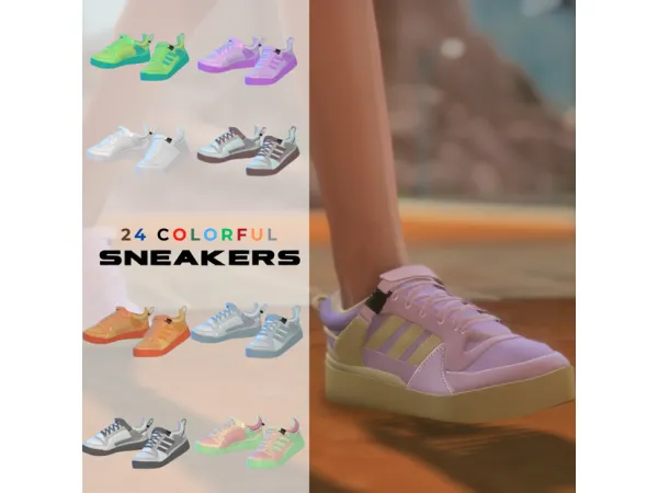 Mix Female Male Sneakers in a 24 color set by MiliNiki - The Sims 4 Custom Content