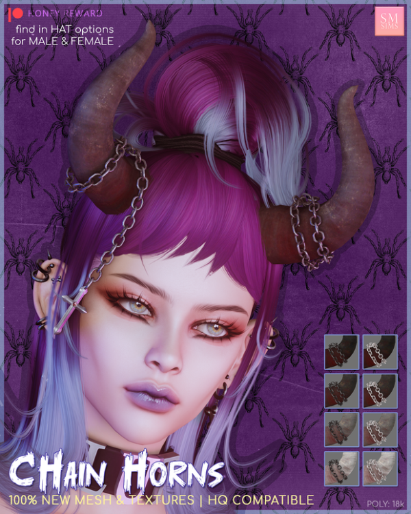 Mix [ Halloween ] Chain Horns by simsfinds - The Sims 4 Custom Content