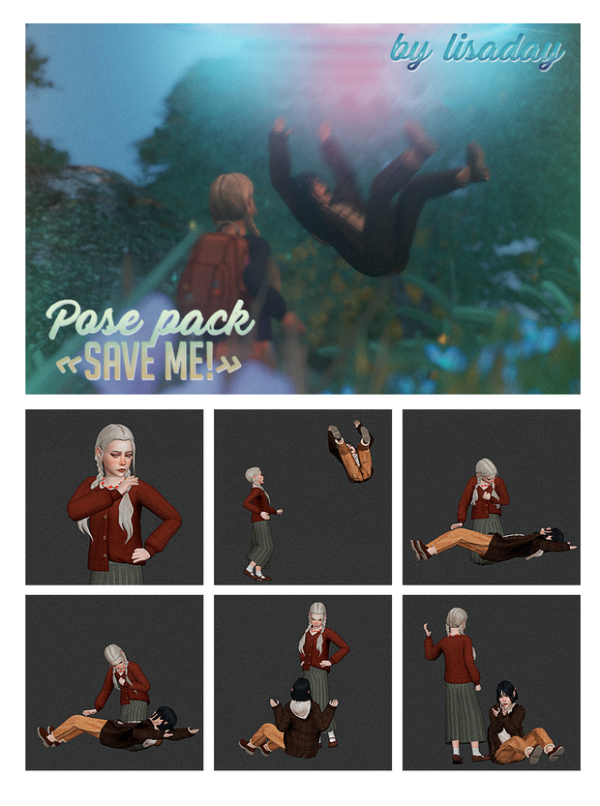 Mix SAVE ME POSE PACK by candycola - The Sims 4 Custom Content